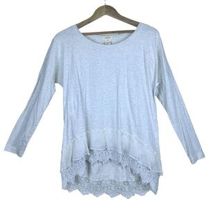 Sundance Freida Layered Long Sleeve Shirt Size XS High Low Lace Tunic White